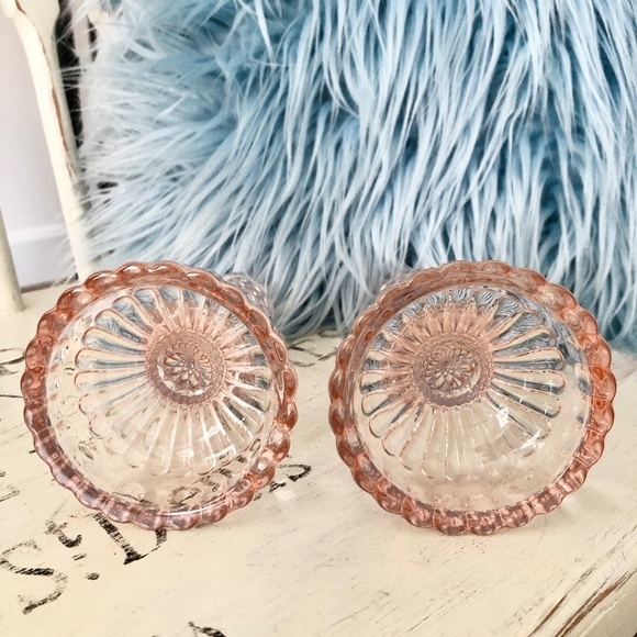 Candle Stick Holders, Taper, Pink, Glass, Set of 2, Very Nice Condition - Picture 5 of 7